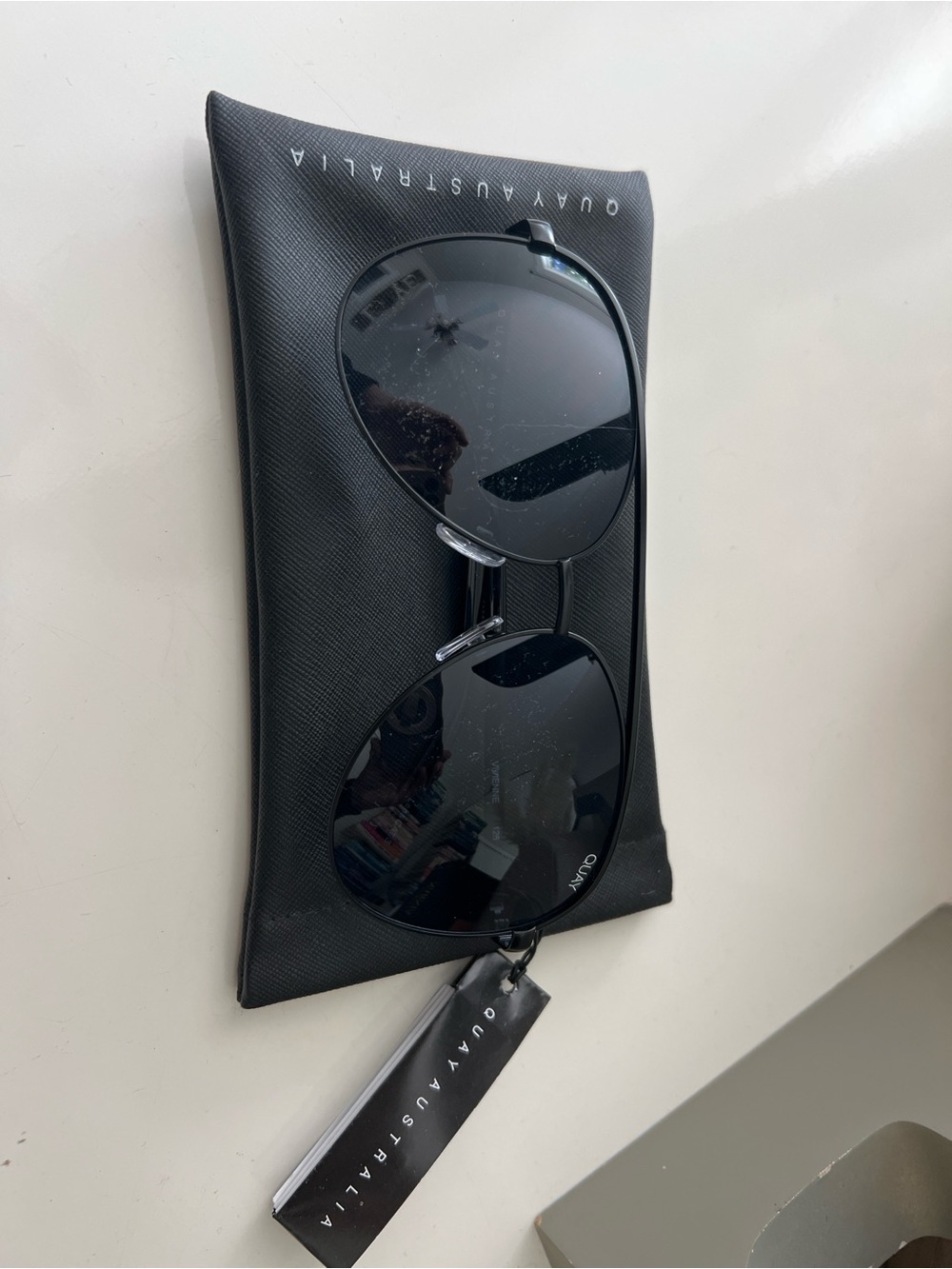 Quay Australia Black Aviator Sunglasses with Dark Lenses - Picture 3 of 6